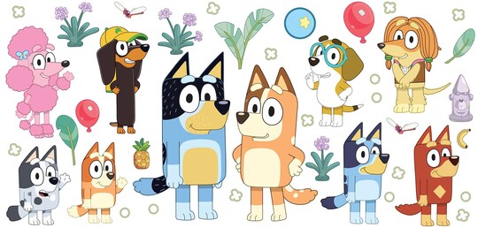 RoomMates Bluey Family and Friends Peel and Stick Wall Decals, RMK5457SCS